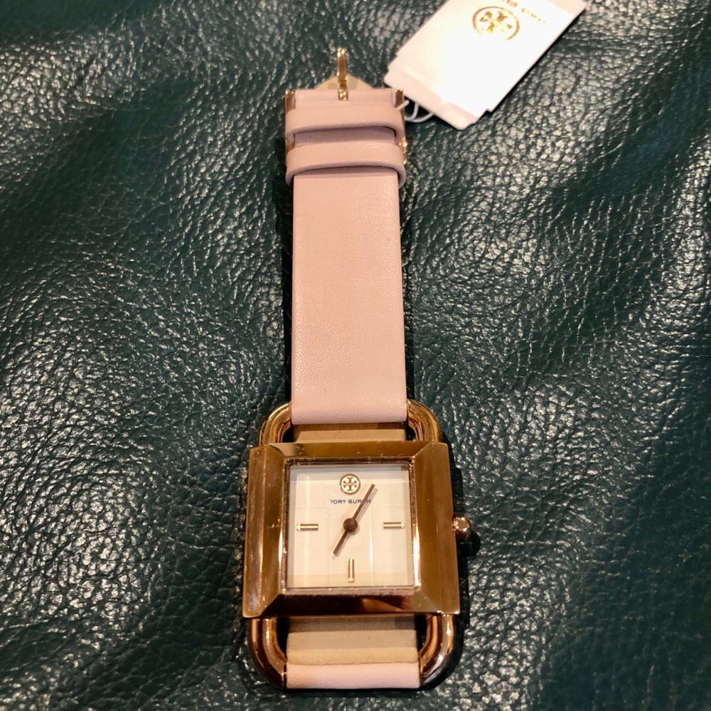 NWT Tory Burch Phipps Rose Gold Face Pink Leather Band Needs Battery